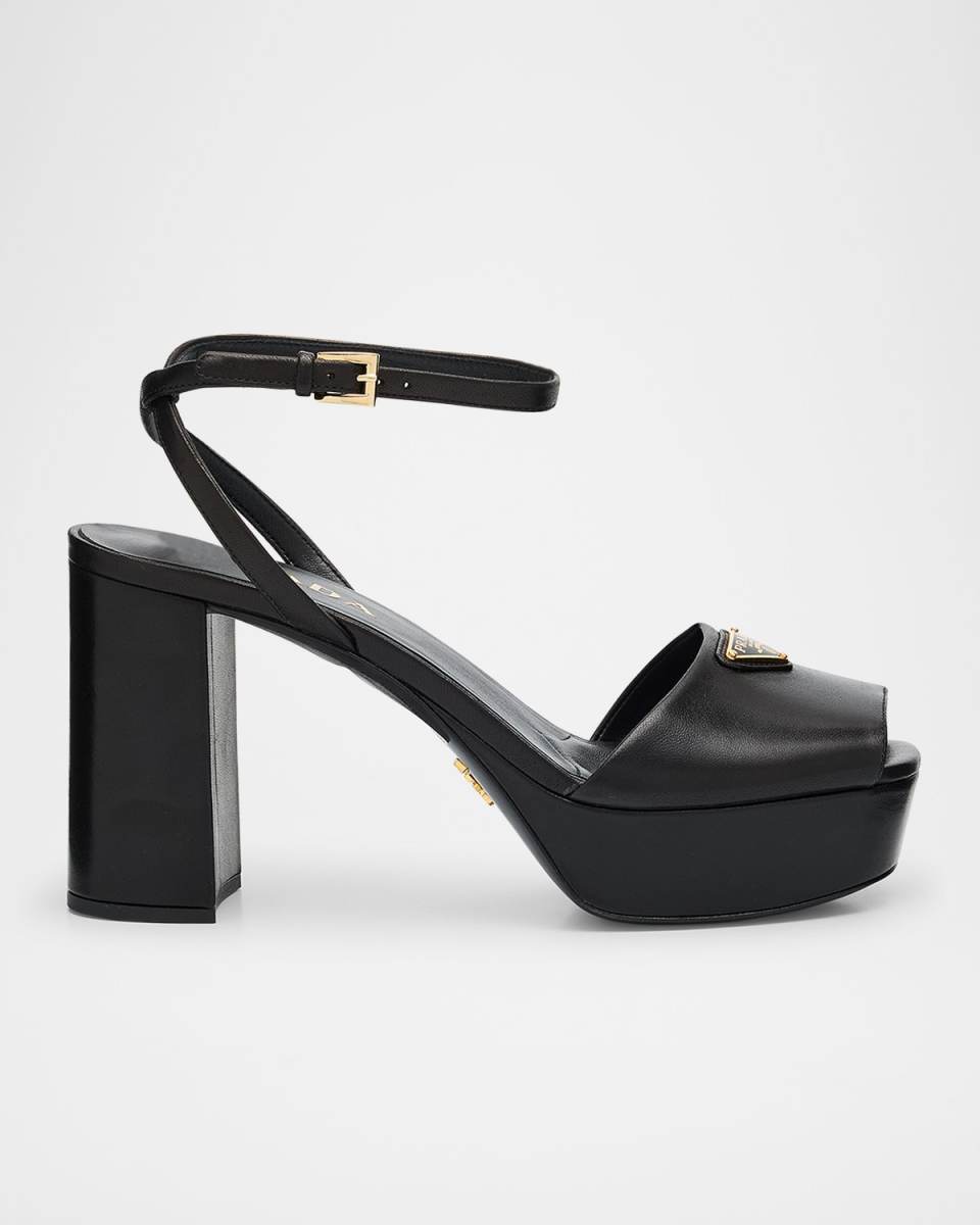 Nappa Triangle Peep-Toe Platform Sandals